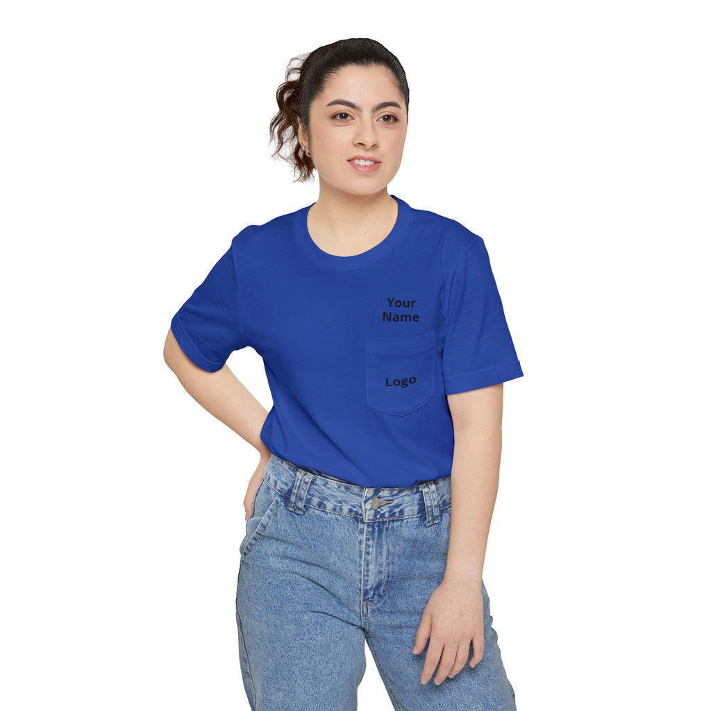 Pocket T-Shirt — Custom Name & Logo Tee with Back QR/Logo Print