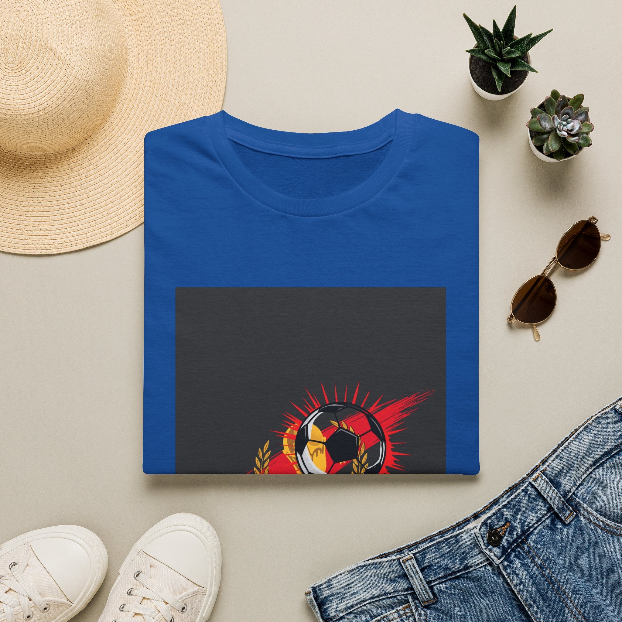 Soccer Flame Graphic T-Shirt — Vintage Ball & Red Streaks