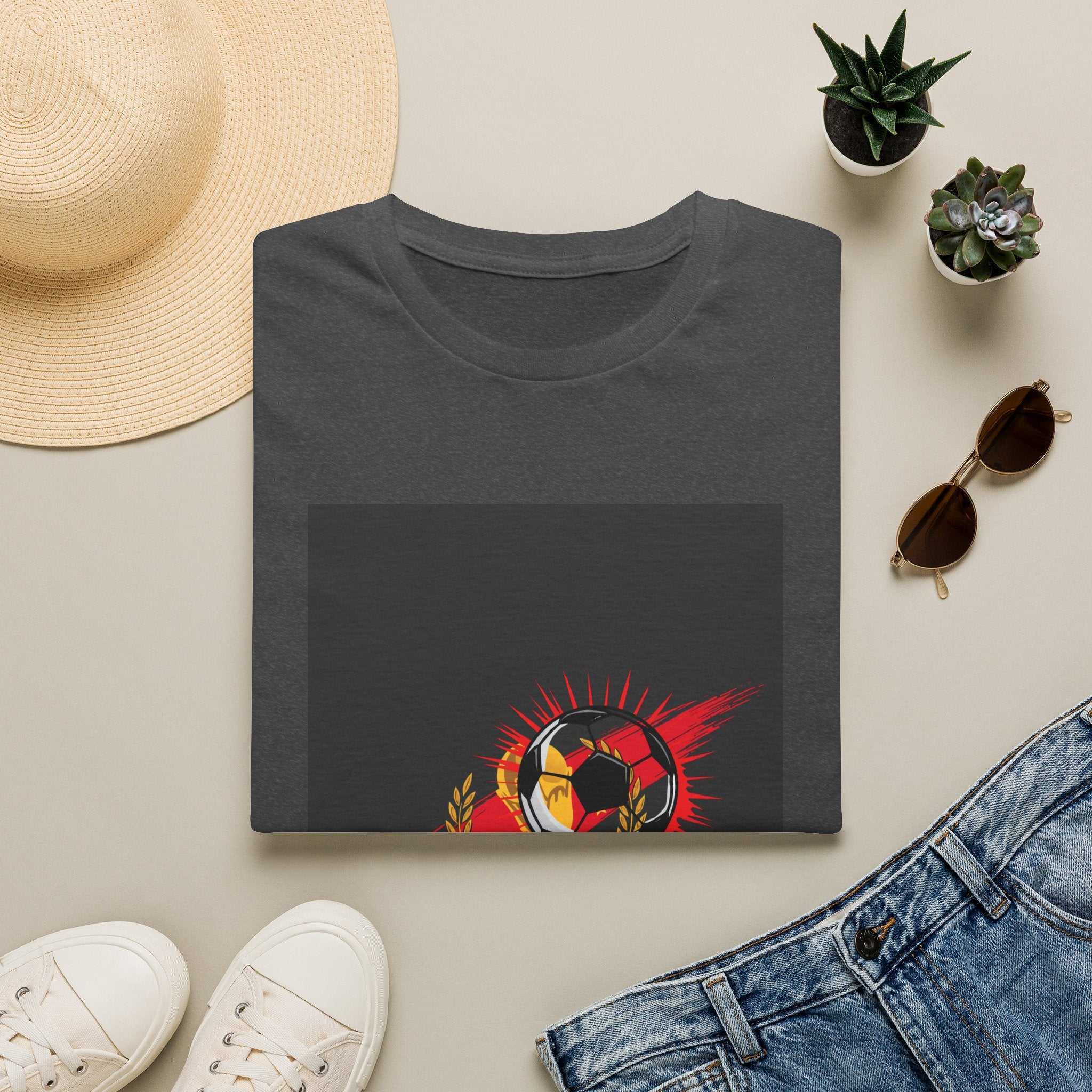 Soccer Flame Graphic T-Shirt — Vintage Ball & Red Streaks
