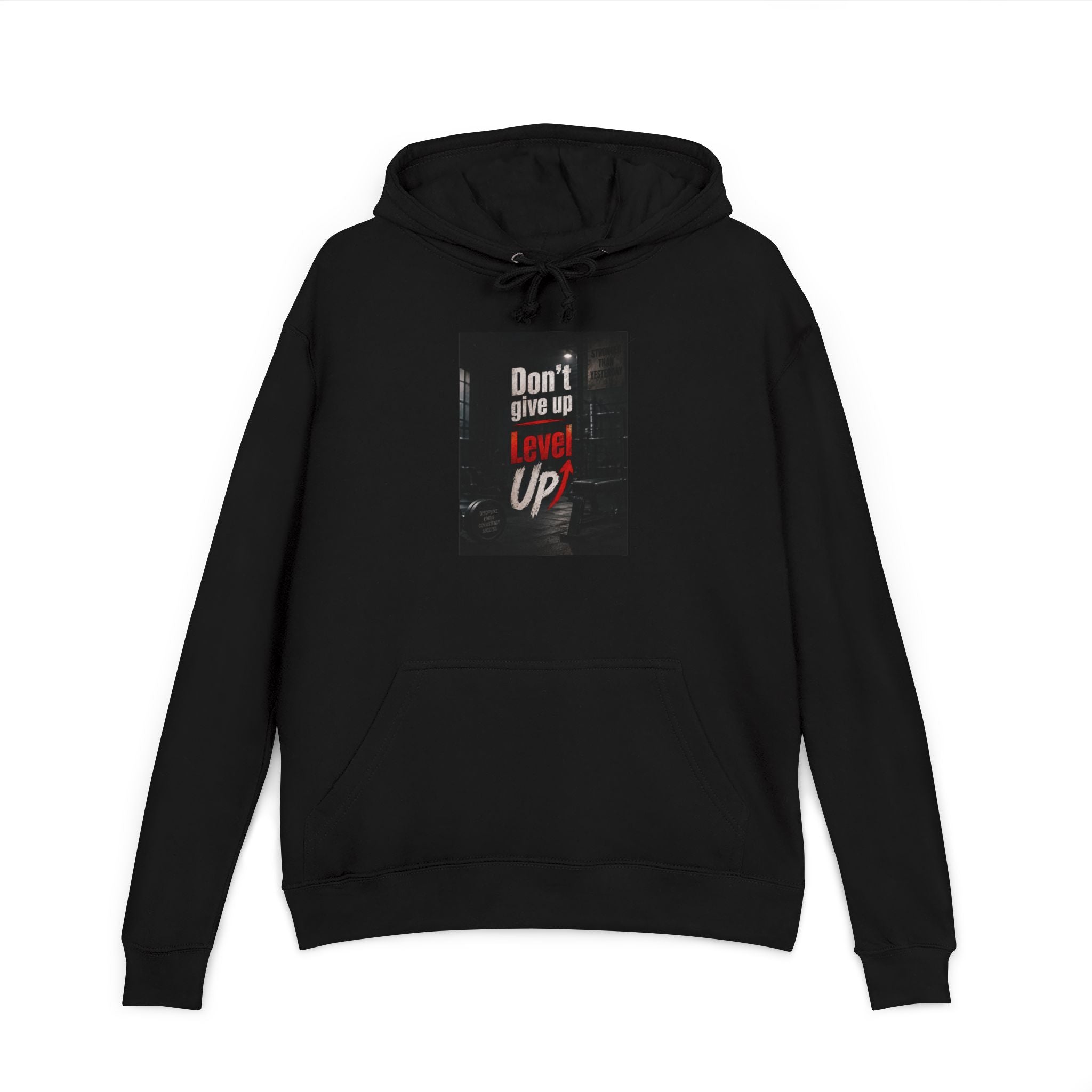 Motivational Hoodie — "Don't Give Up Level Up" Inspirational Pullover