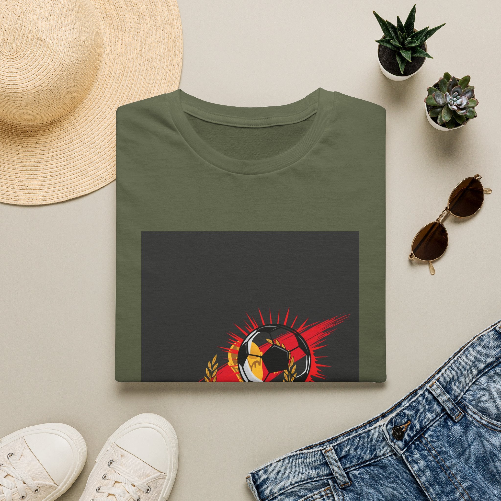 Soccer Flame Graphic T-Shirt — Vintage Ball & Red Streaks