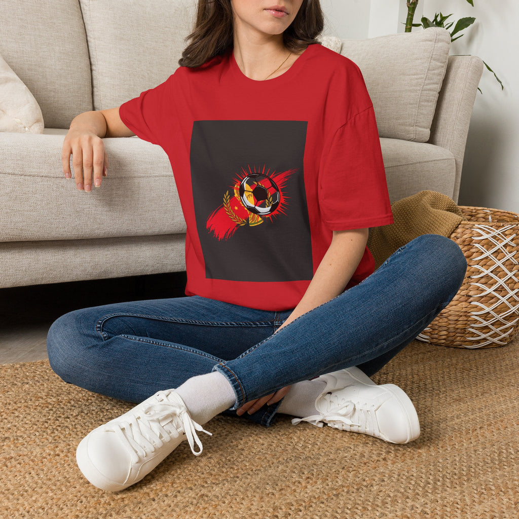 Soccer Flame Graphic T-Shirt — Vintage Ball & Red Streaks