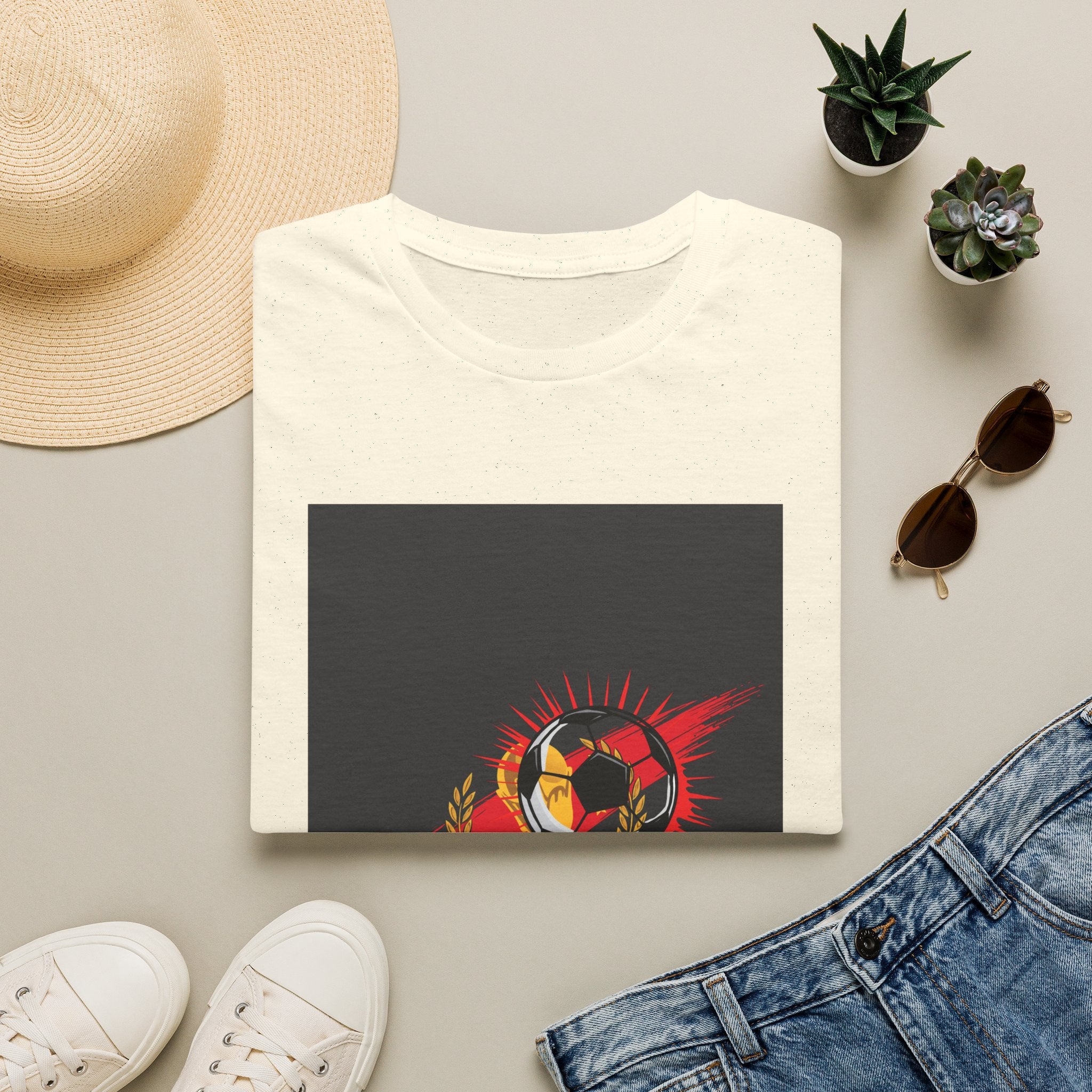 Soccer Flame Graphic T-Shirt — Vintage Ball & Red Streaks