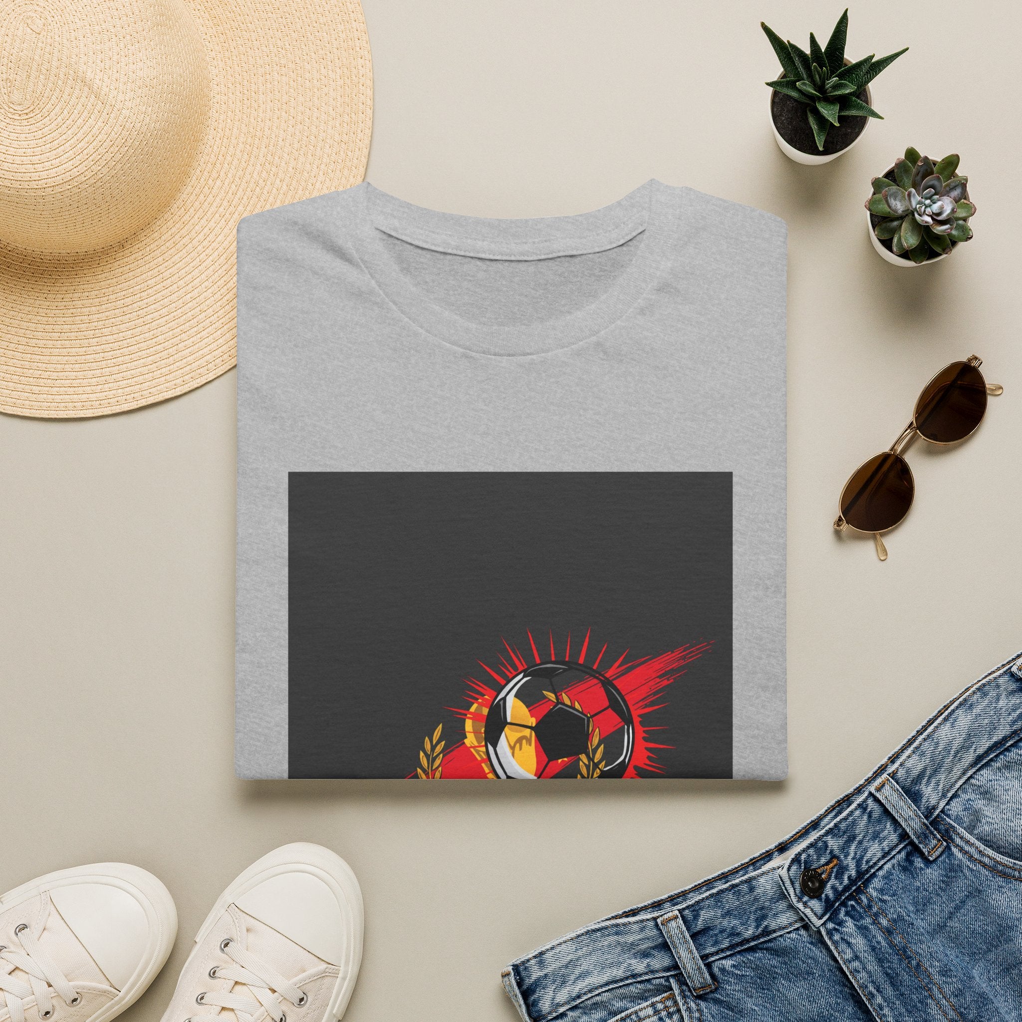Soccer Flame Graphic T-Shirt — Vintage Ball & Red Streaks