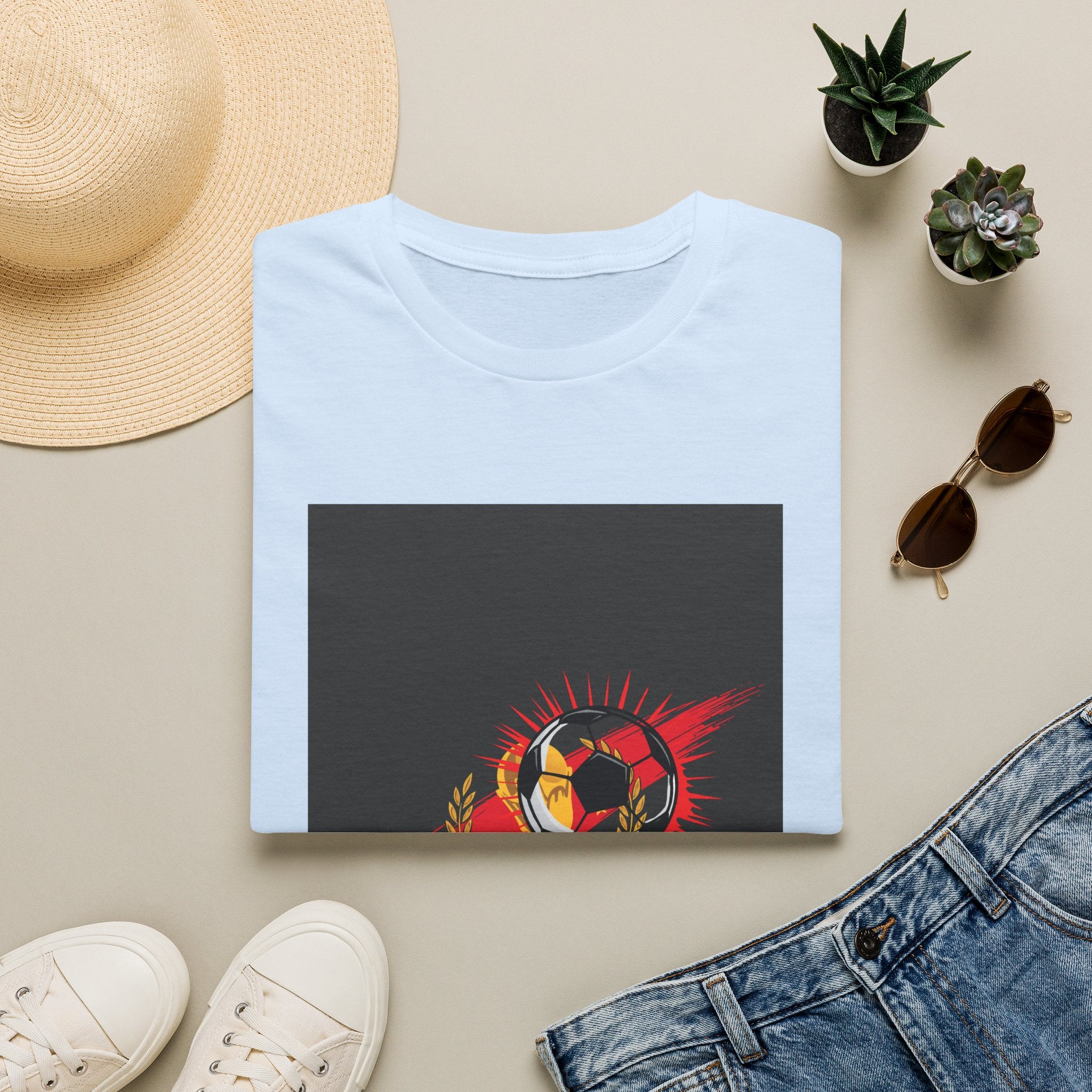 Soccer Flame Graphic T-Shirt — Vintage Ball & Red Streaks