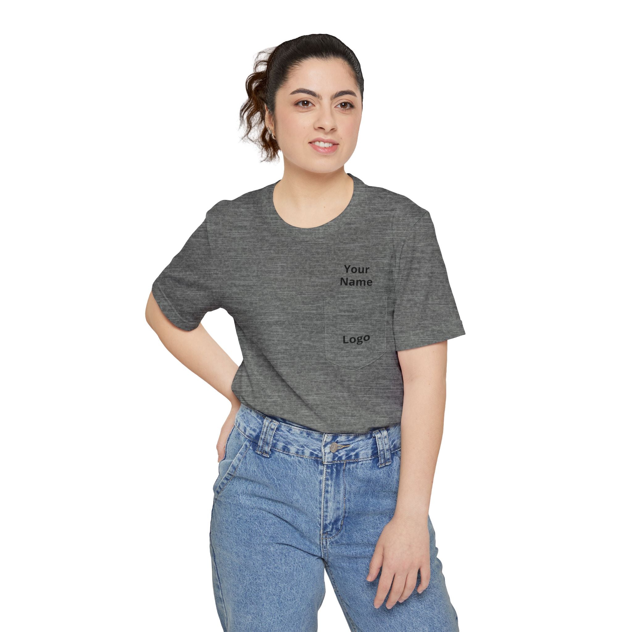 Pocket T-Shirt — Custom Name & Logo Tee with Back QR/Logo Print