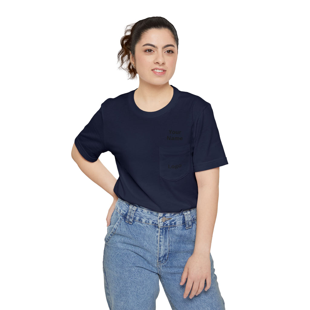 Pocket T-Shirt — Custom Name & Logo Tee with Back QR/Logo Print
