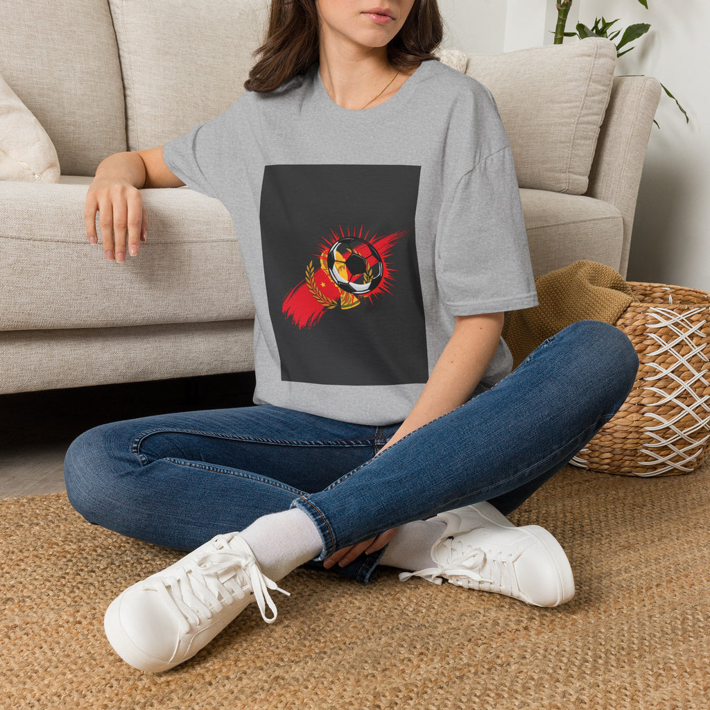 Soccer Flame Graphic T-Shirt — Vintage Ball & Red Streaks