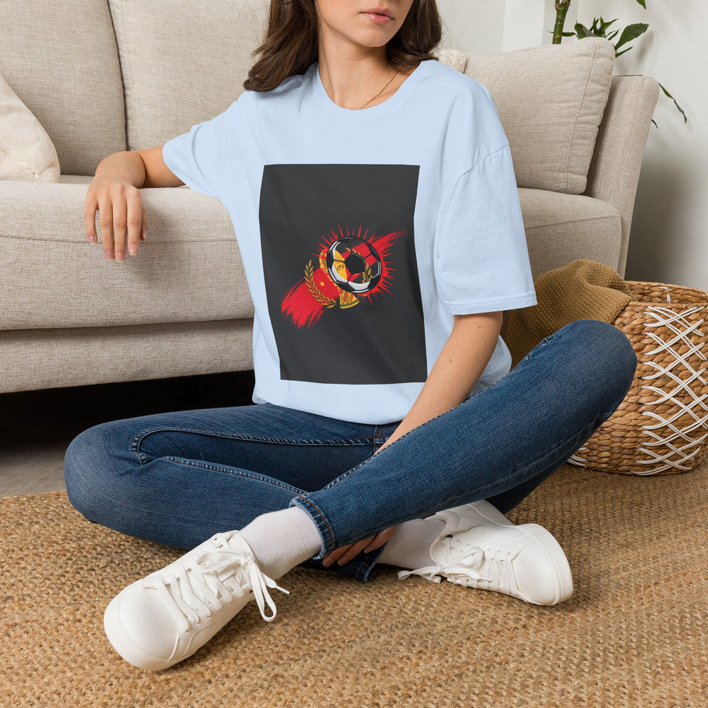 Soccer Flame Graphic T-Shirt — Vintage Ball & Red Streaks