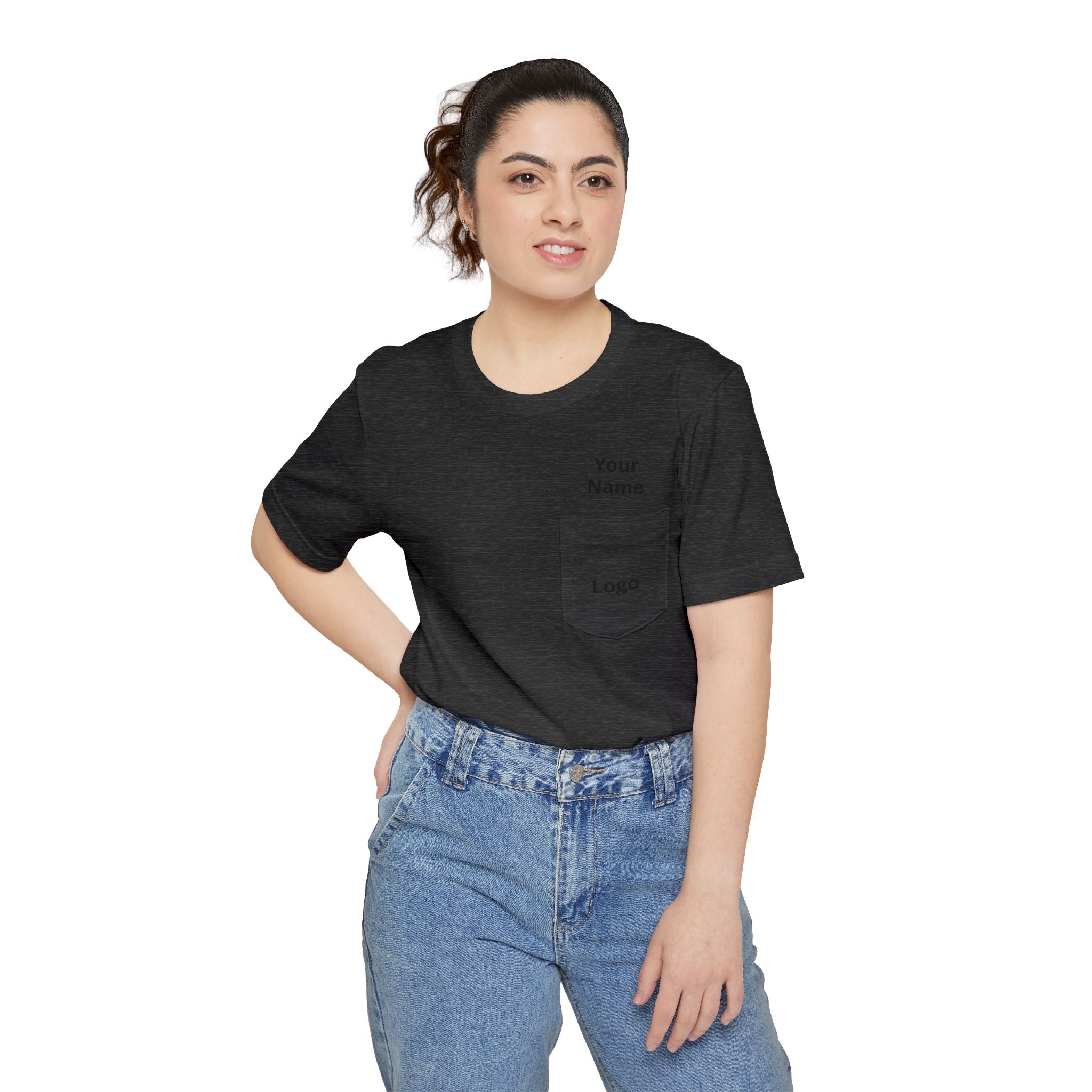 Pocket T-Shirt — Custom Name & Logo Tee with Back QR/Logo Print