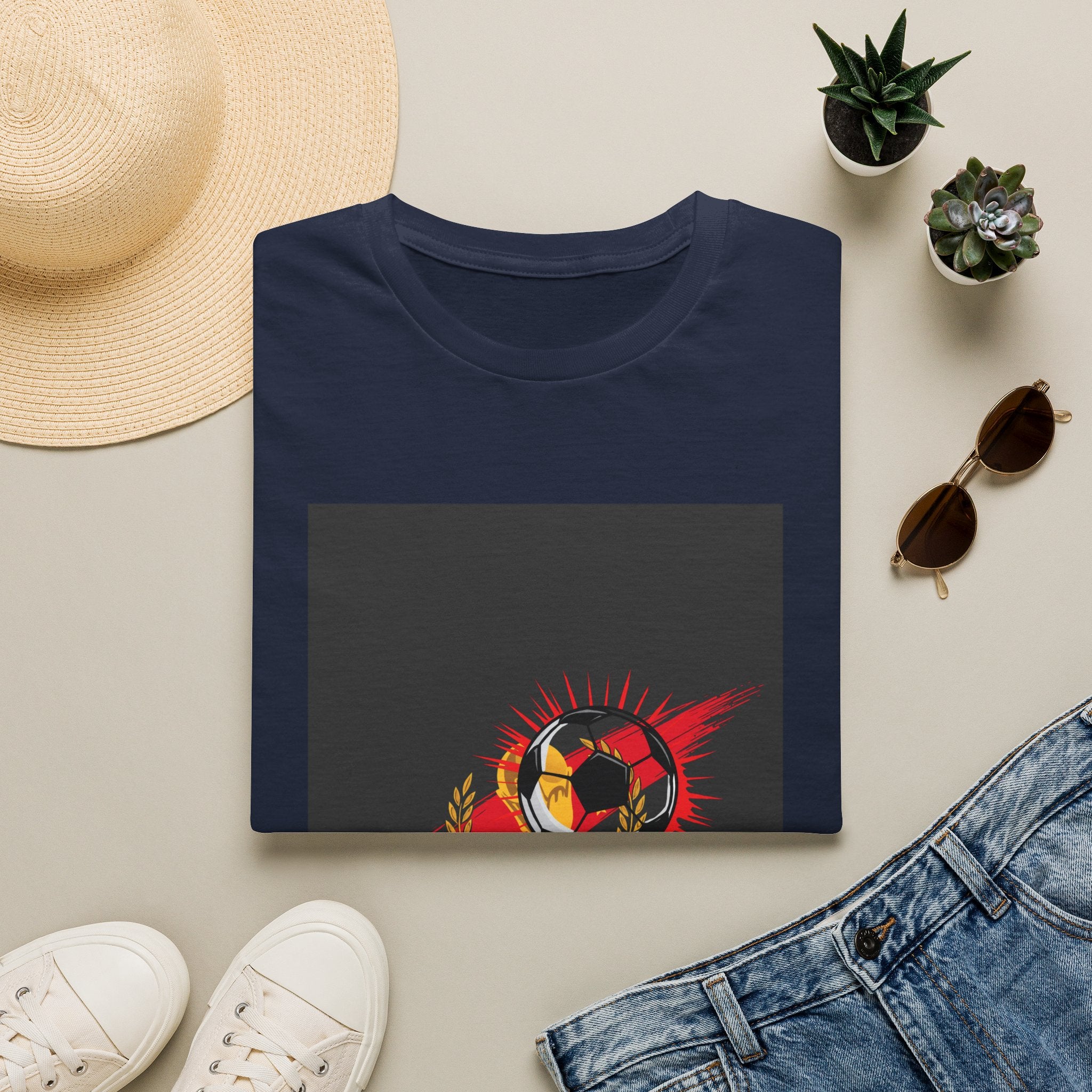 Soccer Flame Graphic T-Shirt — Vintage Ball & Red Streaks