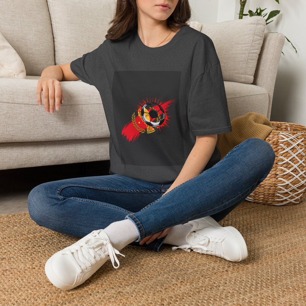 Soccer Flame Graphic T-Shirt — Vintage Ball & Red Streaks