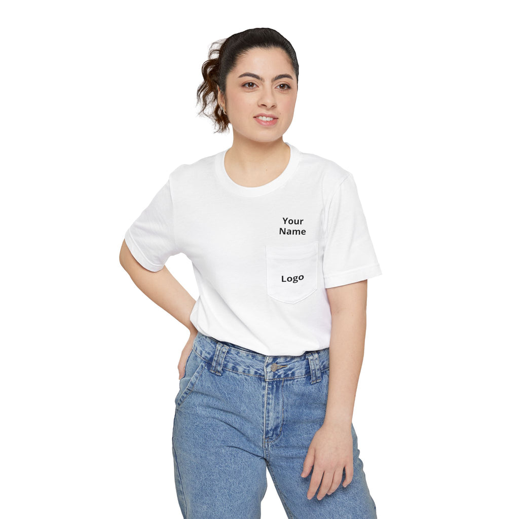 Pocket T-Shirt — Custom Name & Logo Tee with Back QR/Logo Print