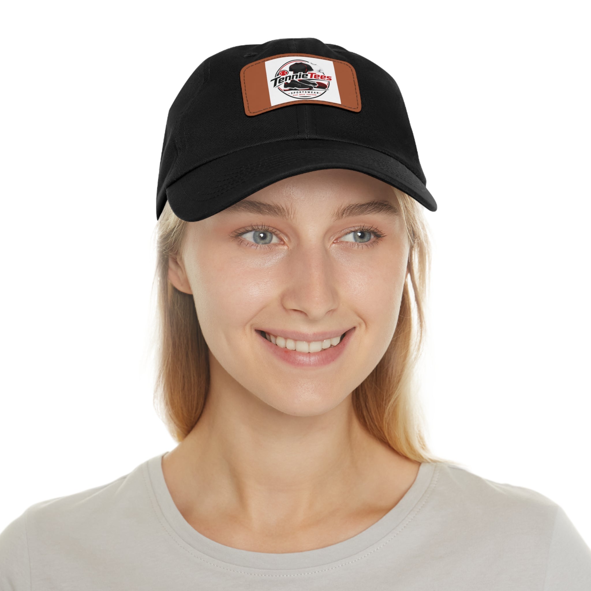 Leather Patch Dad Hat — Tennie Tees Logo Baseball Cap