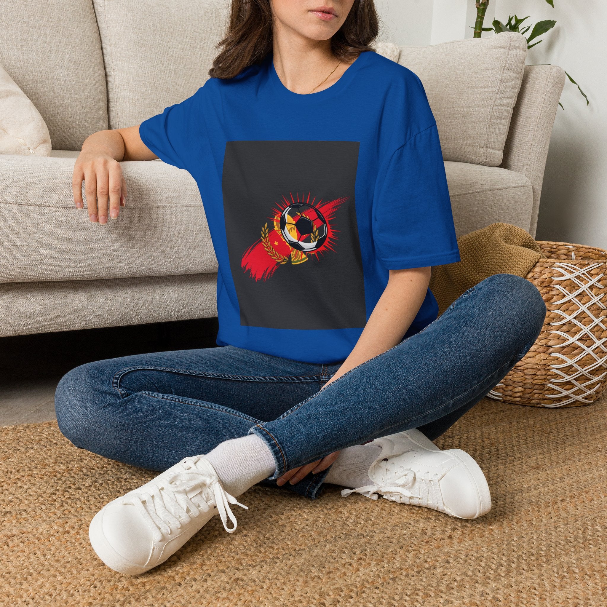 Soccer Flame Graphic T-Shirt — Vintage Ball & Red Streaks