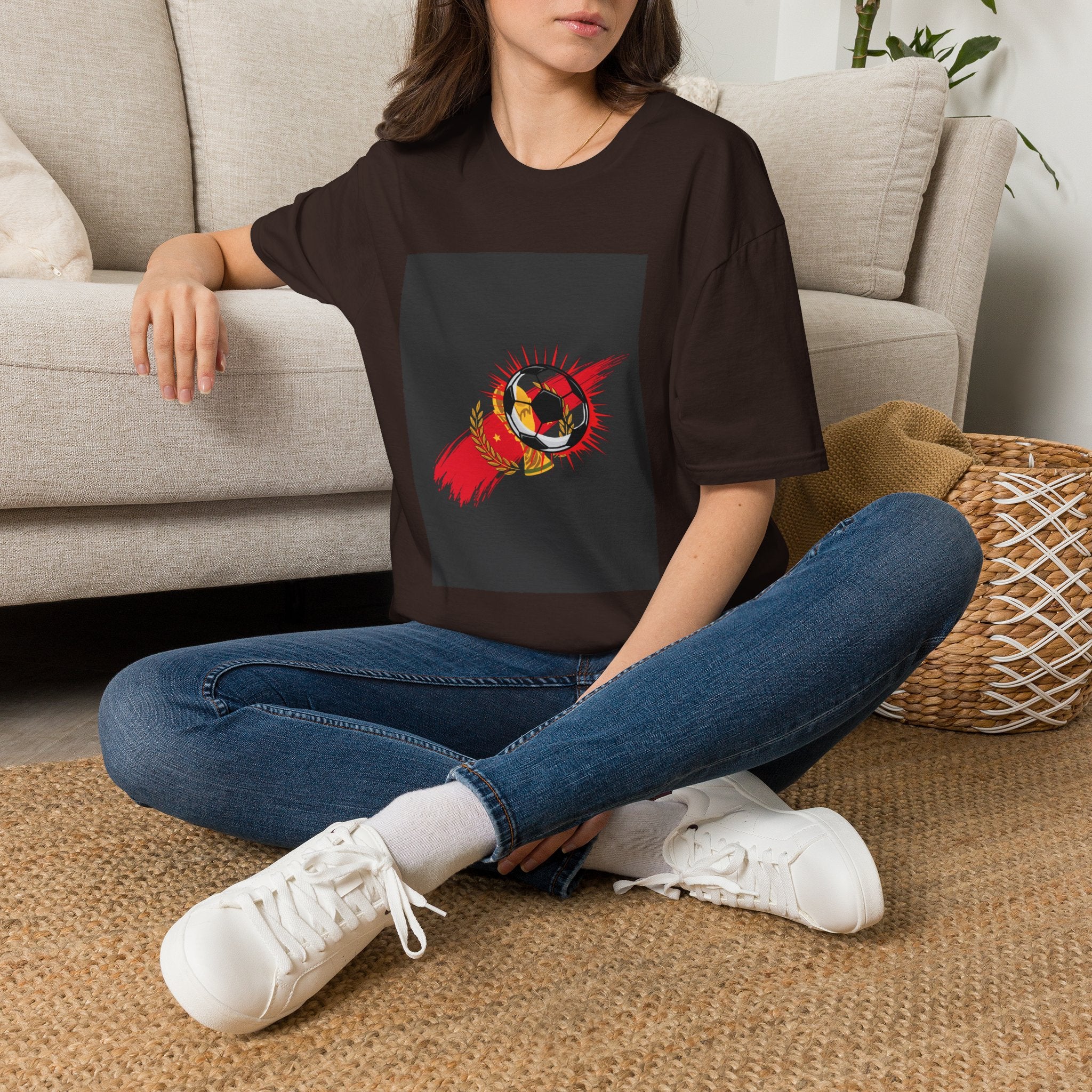 Soccer Flame Graphic T-Shirt — Vintage Ball & Red Streaks