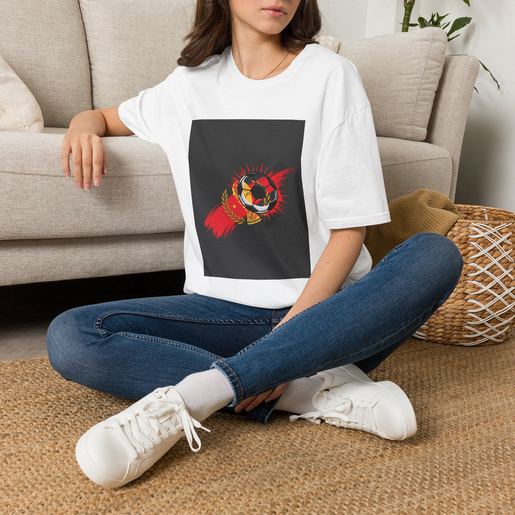 Soccer Flame Graphic T-Shirt — Vintage Ball & Red Streaks