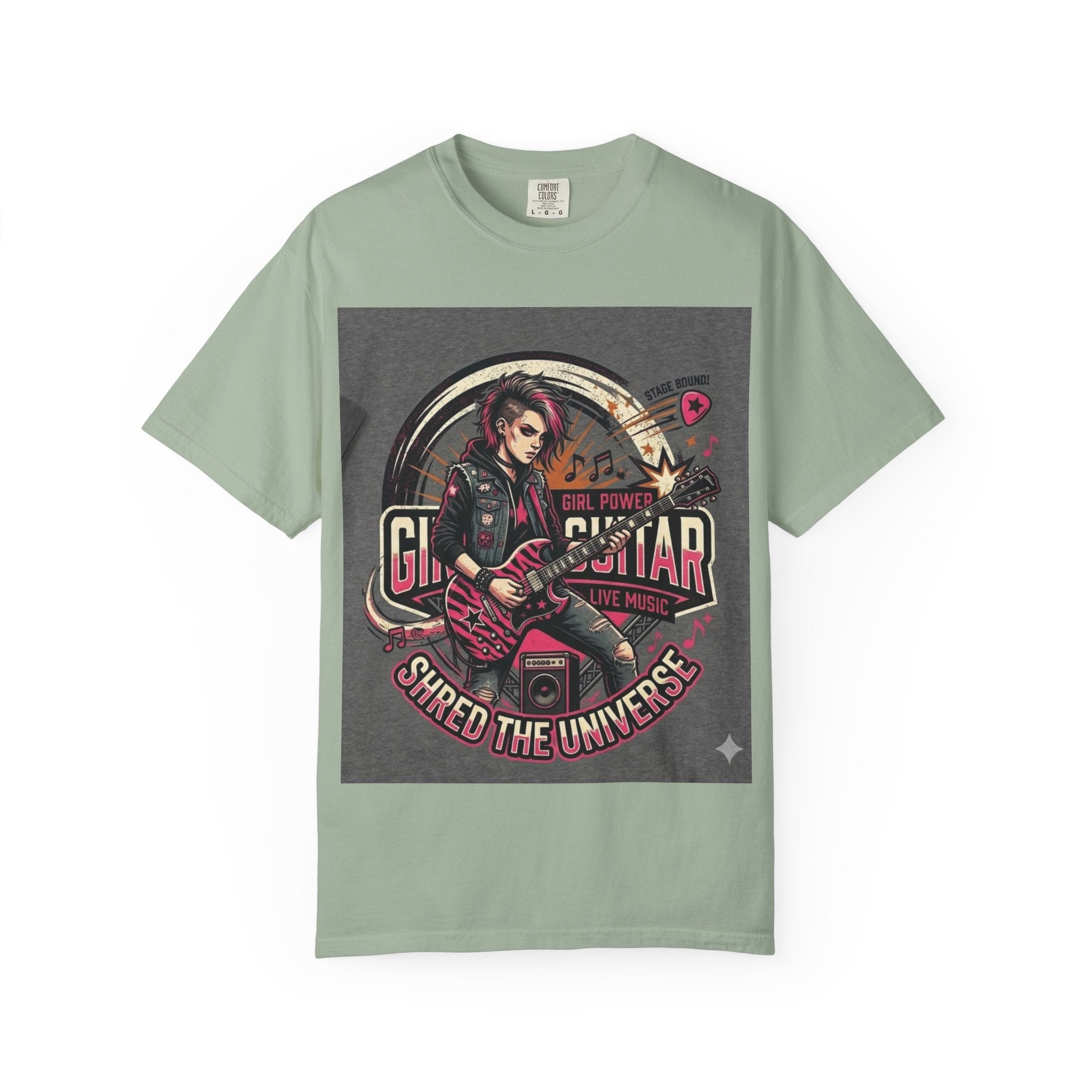 Girl Power Guitar T‑Shirt — "Shred the Universe" Rock Music Tee