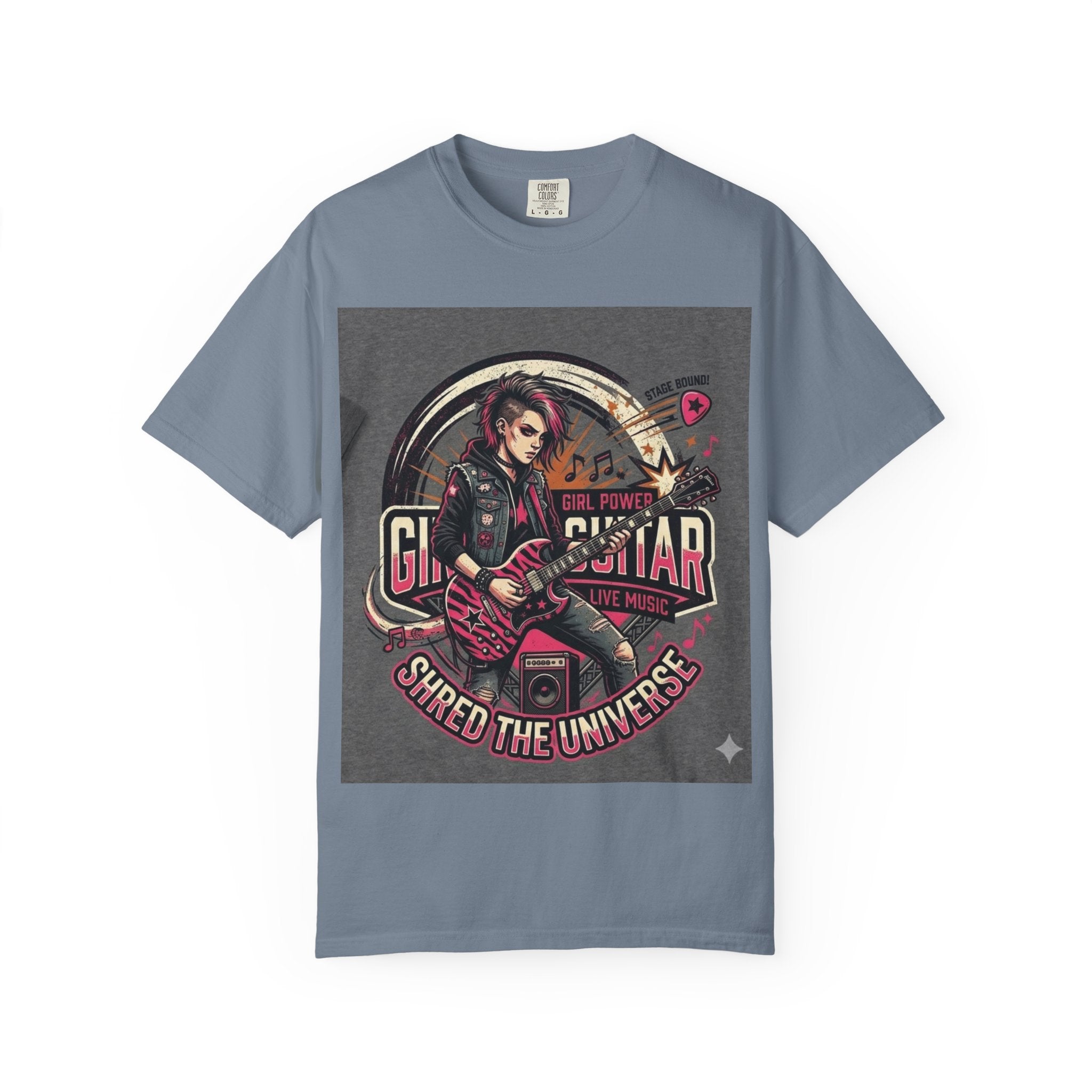 Girl Power Guitar T‑Shirt — "Shred the Universe" Rock Music Tee