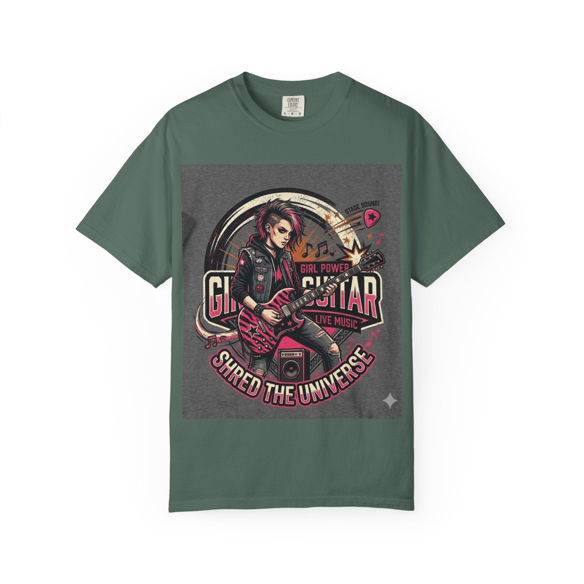 Girl Power Guitar T‑Shirt — "Shred the Universe" Rock Music Tee
