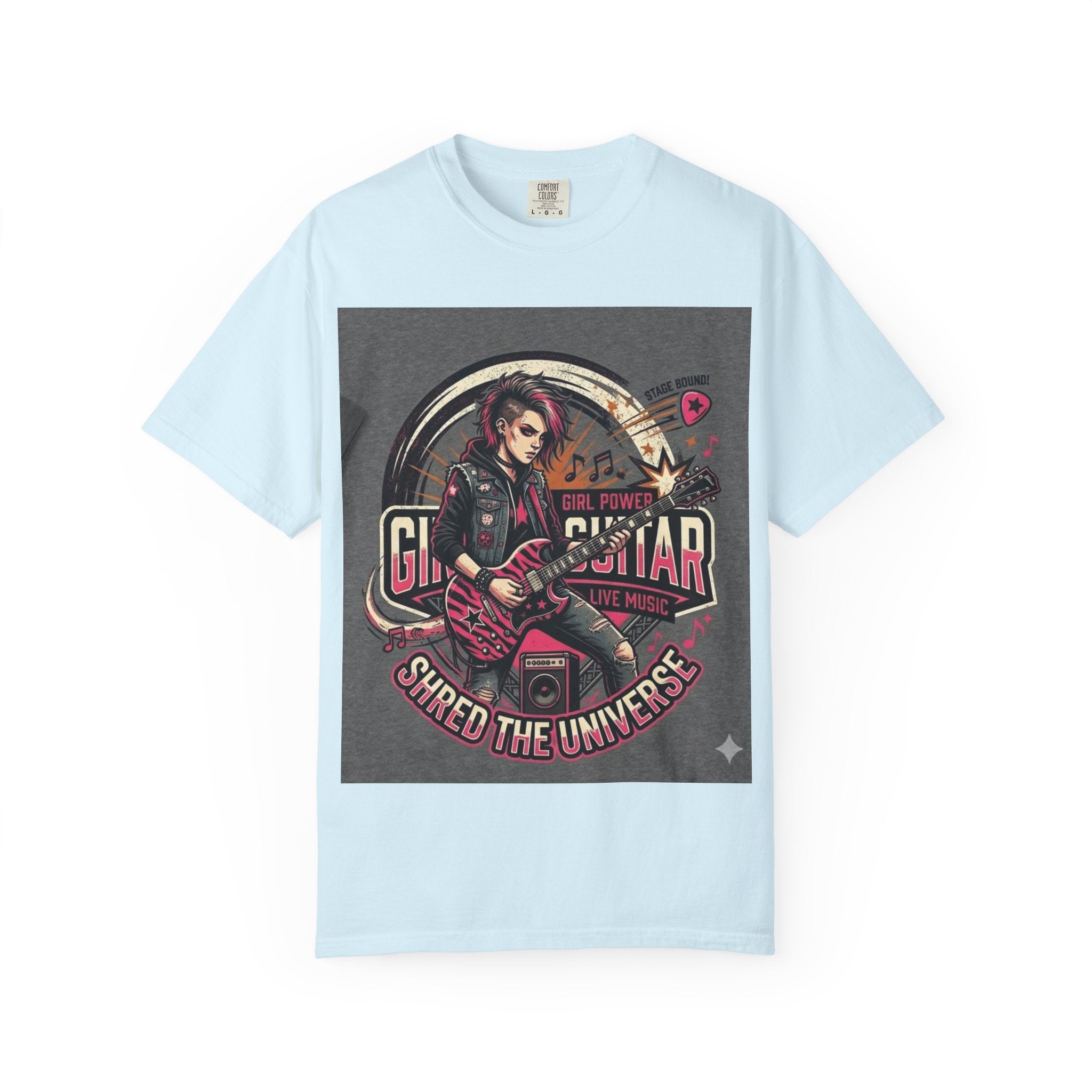 Girl Power Guitar T‑Shirt — "Shred the Universe" Rock Music Tee