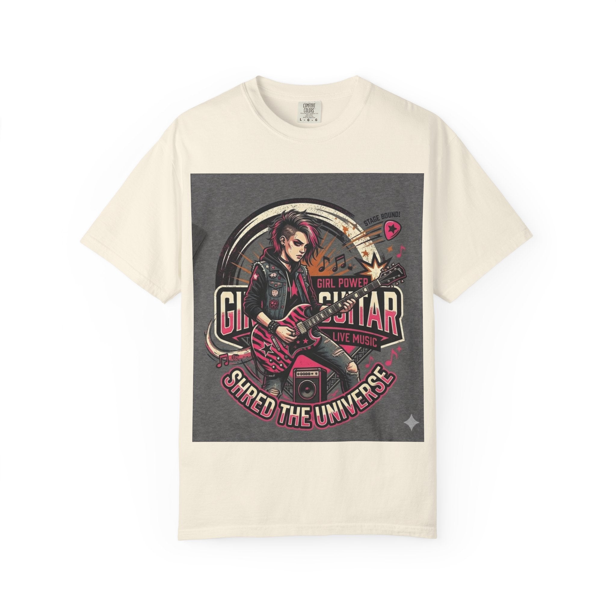 Girl Power Guitar T‑Shirt — "Shred the Universe" Rock Music Tee