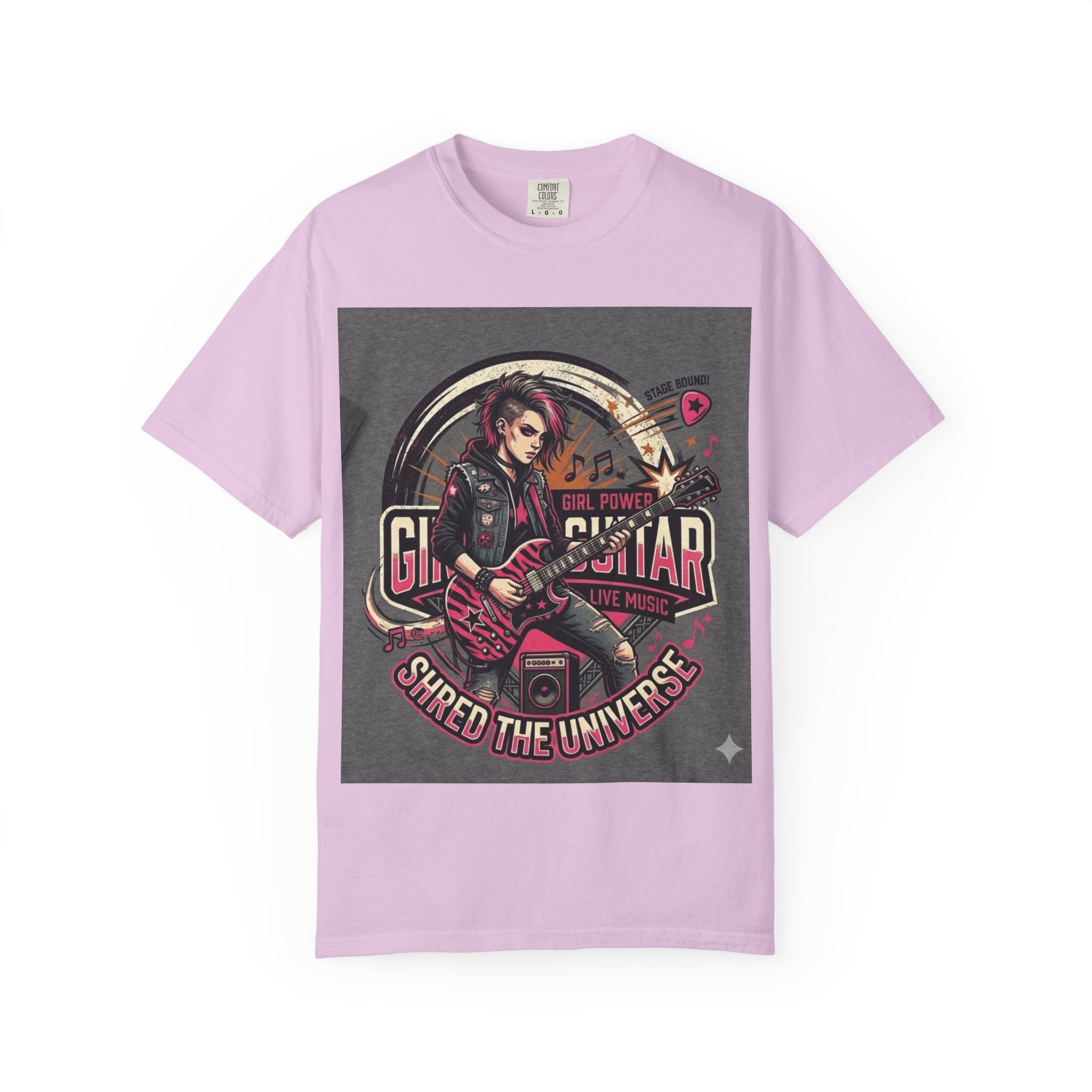 Girl Power Guitar T‑Shirt — "Shred the Universe" Rock Music Tee