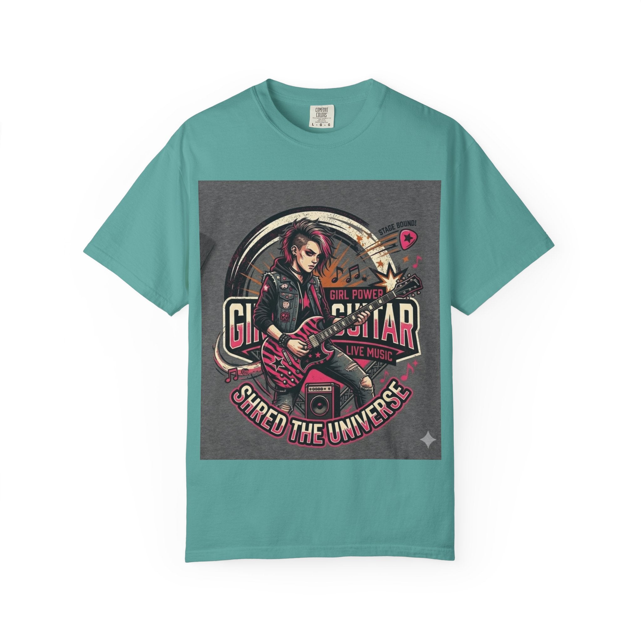 Girl Power Guitar T‑Shirt — "Shred the Universe" Rock Music Tee