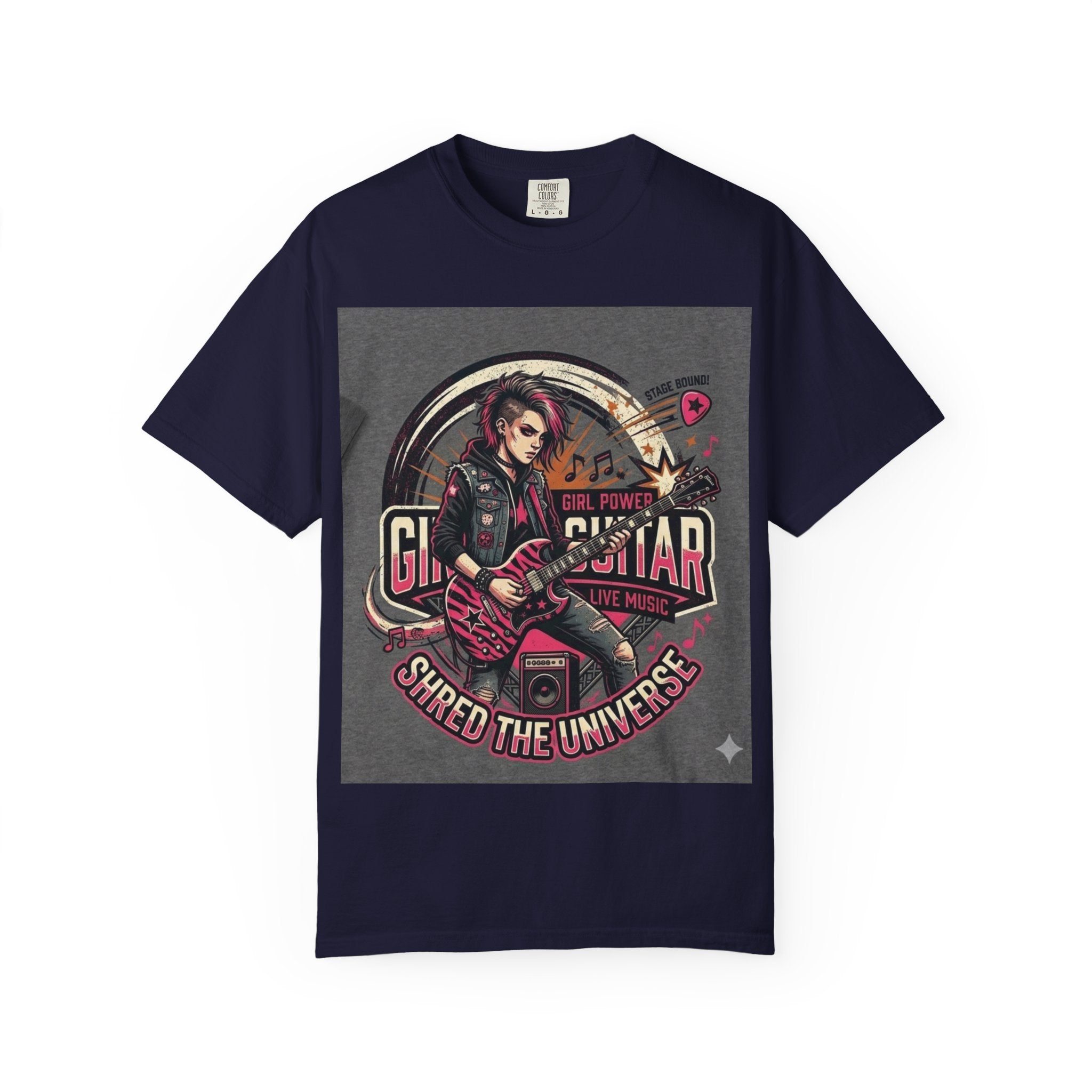 Girl Power Guitar T‑Shirt — "Shred the Universe" Rock Music Tee