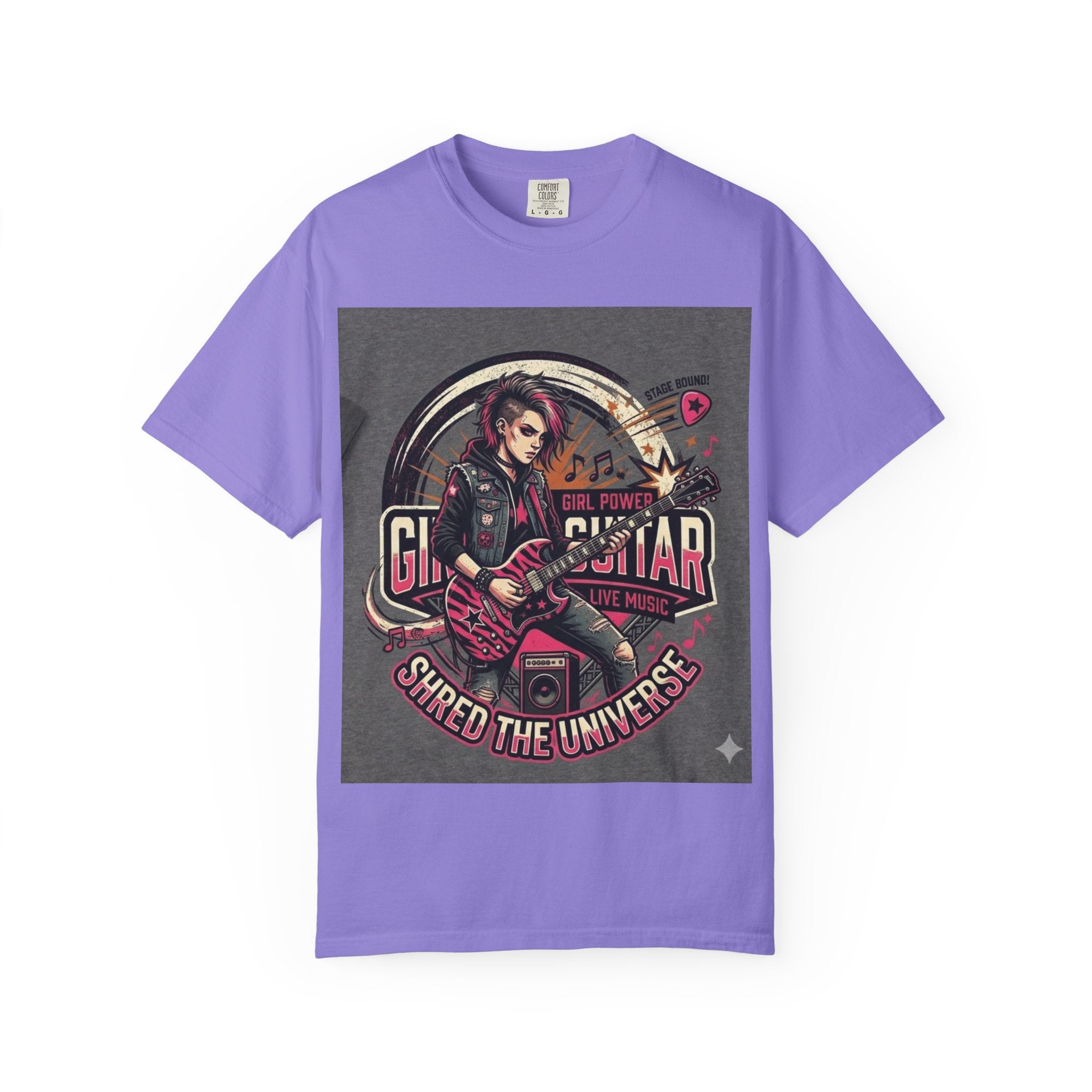 Girl Power Guitar T‑Shirt — "Shred the Universe" Rock Music Tee